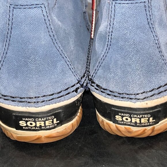 SOREL OUT 'N ABOUT WATERPROOF ANKLE DUCK RAIN BOOTS in RED WHITE & BLUE EUC W 8 - Picture 11 of 13